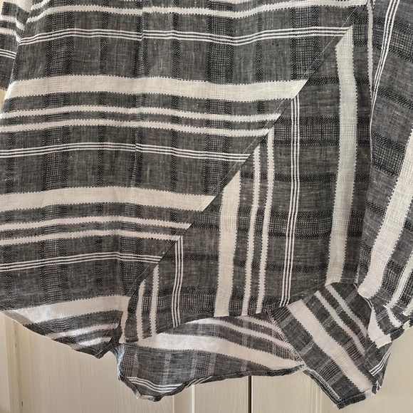 Habitat Clothes to Live In 100% Linen Black White Striped Handkerchief Hem Tunic - Picture 13 of 13
